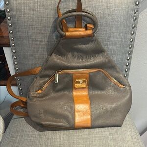 Valentina Gray and Tan Bag with Leather Accents